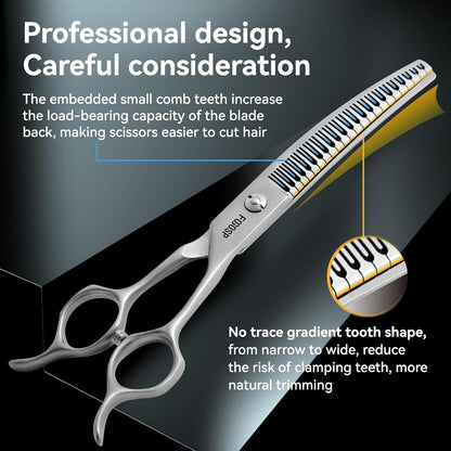 Save-effort Curved Chunkers Dog Grooming Scissors 7in Gradual tooth width Thinning Shears for Dogs Pet Cat Light Cutting Feel 23 Tooth 70% Thinning Rate Japan 440C