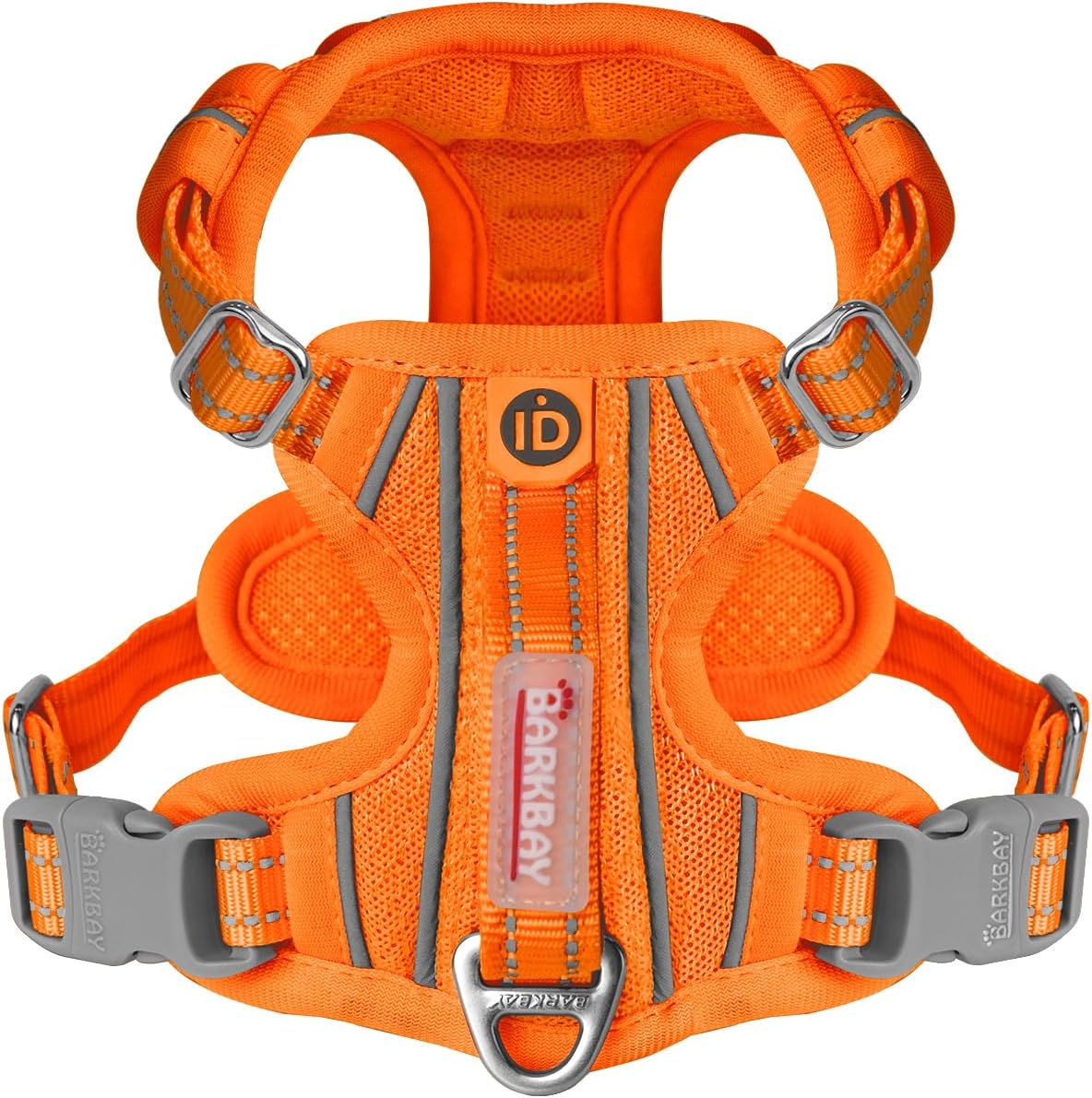 BARKBAY Dog Harness No Pull with ID Tag Pocket - Heavy Duty, Reflective, Easy Control for Large Dogs(Orange,XS)