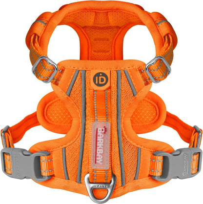 BARKBAY Dog Harness No Pull with ID Tag Pocket - Heavy Duty, Reflective, Easy Control for Large Dogs(Orange,XS)