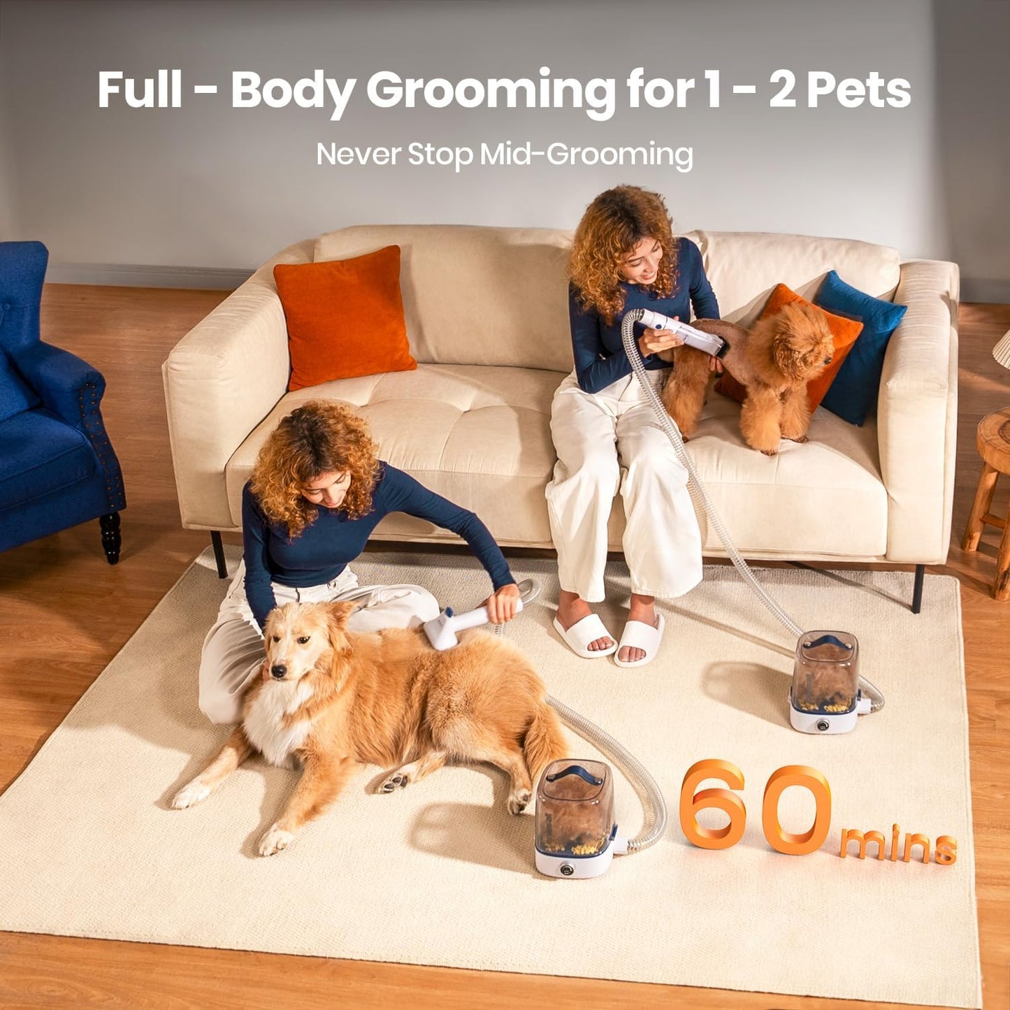 oneisall Cordless Dog Grooming Vacuum Kit, Dog Grooming Kit with 5100mAh & 11-in-1 Pet Tools, 3L Dust Cup, Low Noise for Shedding & Grooming and Suitable for Home/Car Cleaning,Comfy L1