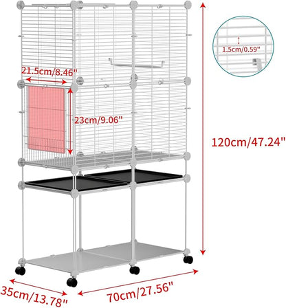Standing Large Bird Cage, Parakeet Cage with Detachable Stand & Wheels, Wide Flight Birdcage for Parrot Cockatiel Conure Budgie Canary Finch Lovebird