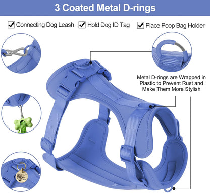 Wisedog No Pull Lightweight Dog Vest Harness with Soft and Comfortable Cushion, Breathable Mesh, for Small Medium Large Dogs Walking (S(Neck: 9.84"-14.17";Chest: 14.17"-22.05"), Blue)