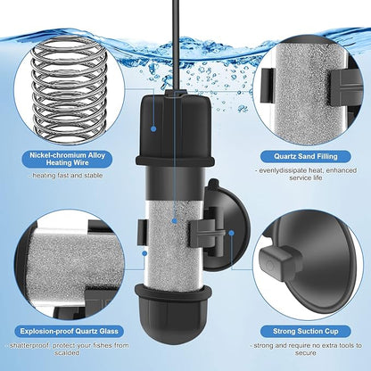 hygger Small Aquarium Betta Heater, Submersible Fish Tank Heater 10W/25W/50W/100W with LED Digital Display, Suitable for Marine Saltwater and Freshwater up to 5/10/16/26 Gallon