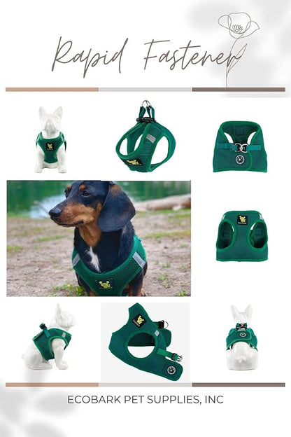 EcoBark Dog Harness - Luxury Step in Mesh Dog Harnesses in Forest Green - Soft & Secure Dog Harness Vest Body Wrap