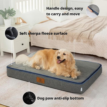 Orthopedic Memory Foam XXL Dog Bed - 6" Thick Beds for Extra Large Sized Dog - Waterproof Removable Washable Cover & Wrap-Around Zipper - Ultimate Comfort & Easy Maintenance, Dary Grey
