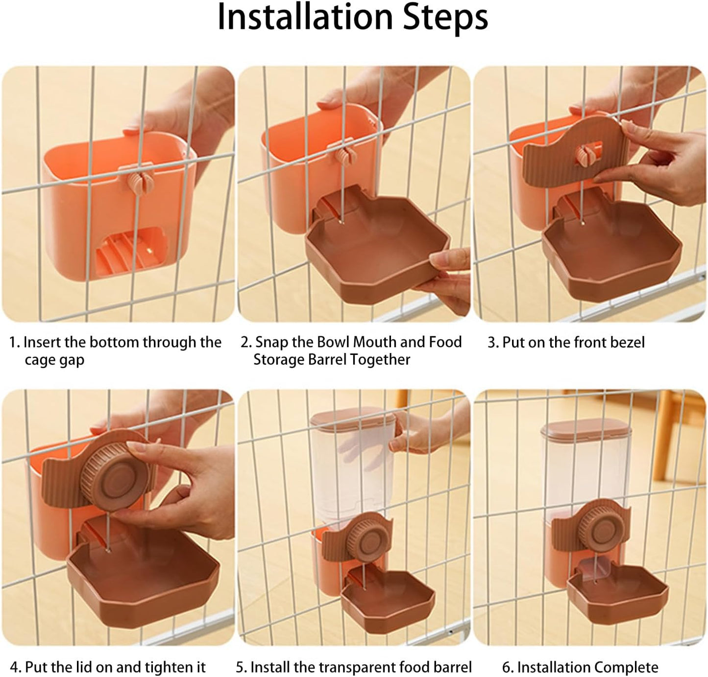 Automatic Gravity Pet Feeder Water Dispenser with Adjustable Hanging Hook - Large Capacity for Small/Medium Animals (Guinea Pigs, Cat, Rabbits, Hedgehogs, Birds) (Pink, 35oz)