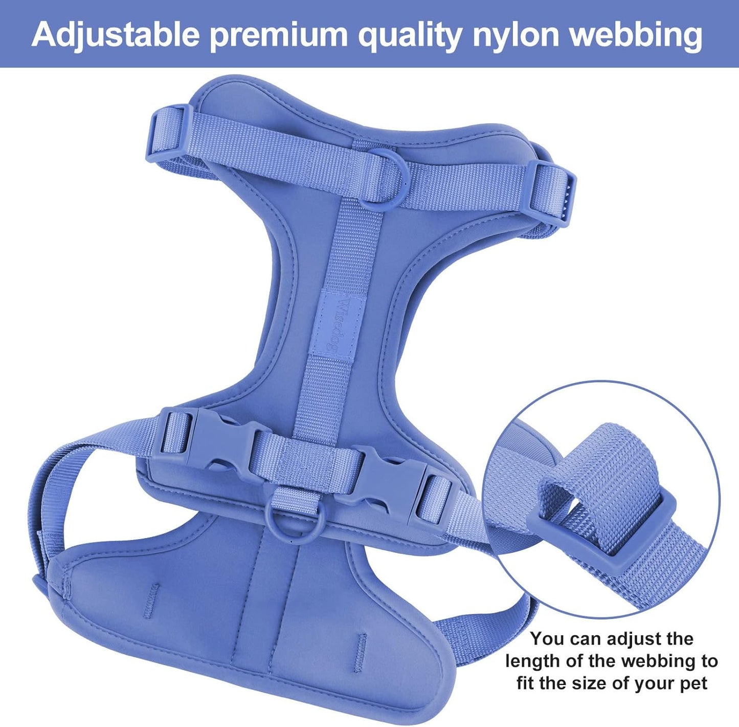 Wisedog No Pull Lightweight Dog Vest Harness with Soft and Comfortable Cushion, Breathable Mesh, for Small Medium Large Dogs Walking (XS(Neck: 7.48"-10.63";Chest: 10.63"-15.35"), Blue)