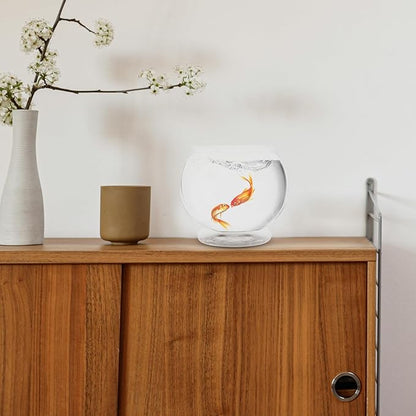 POPETPOP Plastic Fish Bowls Round Aquarium Clear Fish Keeper Fishbowl Vase Pot for Wedding Party Event Christmas Holiday Home Decor 18cm