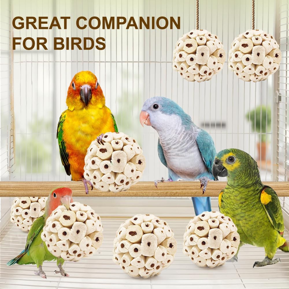 7Pcs Bird Toys for Parrots - Natural Soft Chew Shredding & Foraging Toy for Cockatiel Conure Quaker Parrot Budgie Parakeet Rabbit Bunny Guinea Pig Chinchilla
