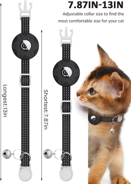 Apple AirTag Cat Collar, GPS Tracker Kitten Collar with Breakaway Feature and Bell, Lightweight for Cats and Kittens (Black)