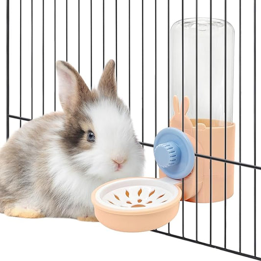 kathson Rabbit Water Dispenser for Cage 17 Oz Hanging Guinea Pig Water Bottle No Drip Gravity Automatic Bunny Water Bottle No Leak Small Animal Water Bottle for Chinchilla Ferret Hamster (Pink)