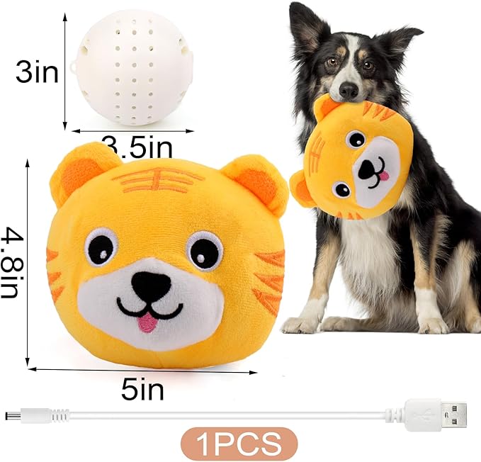 BABORUI Interactive Dog Toys Tiger, Jumping Squeaky Dog Toys with Recording and Music Modes, Rechargeable Moving Dog Chew Toys for Small/Medium/Large Dogs to Keep Them Busy(Tiger)