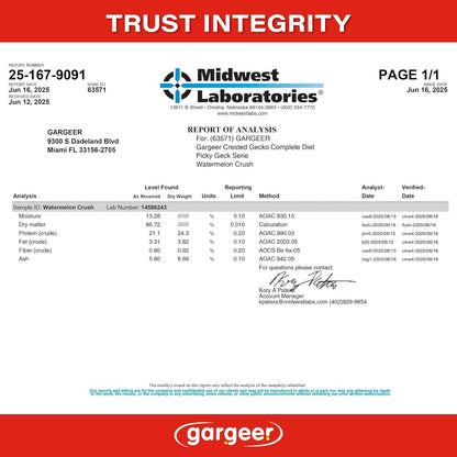 'Picky Geck' Watermelon Crush - Premium Crested Gecko Food | Hydration & Circulation Support with Bee Pollen & Coconut | No Fillers - Only Premium Ingredients | 2oz | Made in USA. Enjoy!