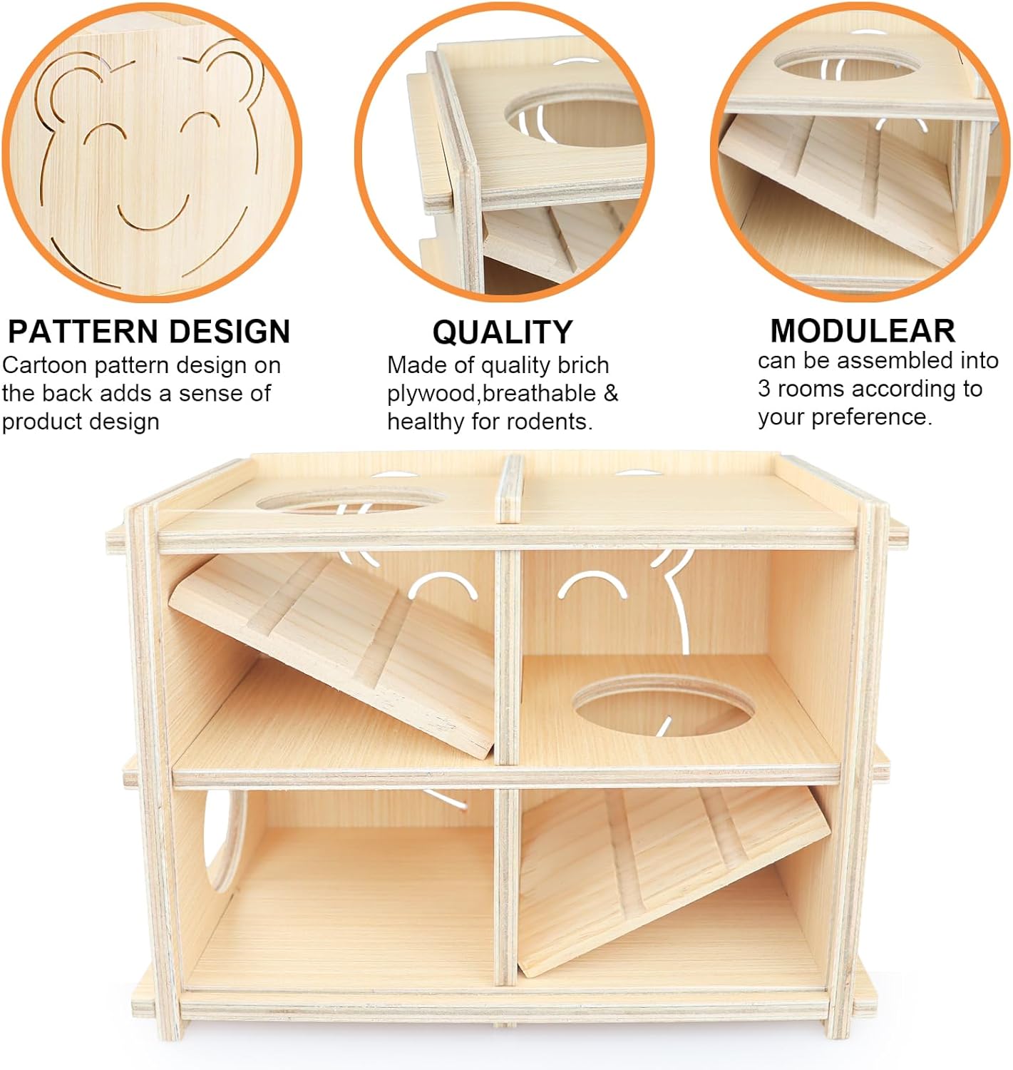 Hamster Toy Adventure Box,Multi Chamber Viewable Hamster House with Tunnel Meets The Nature of All Kinds and Sizes of Hamsters Rats Small pet Rodents(S)