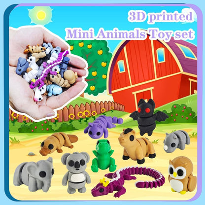22 pcs Animal Figurines, 3D Printed Animal Figurines Set, Articulated, Party Favors, Pocket Fidget Toys Bulk, Goodie Bag Stuffers, Gifts for Boys Girls Toddlers, Office Desk Pets, Classroom rewards