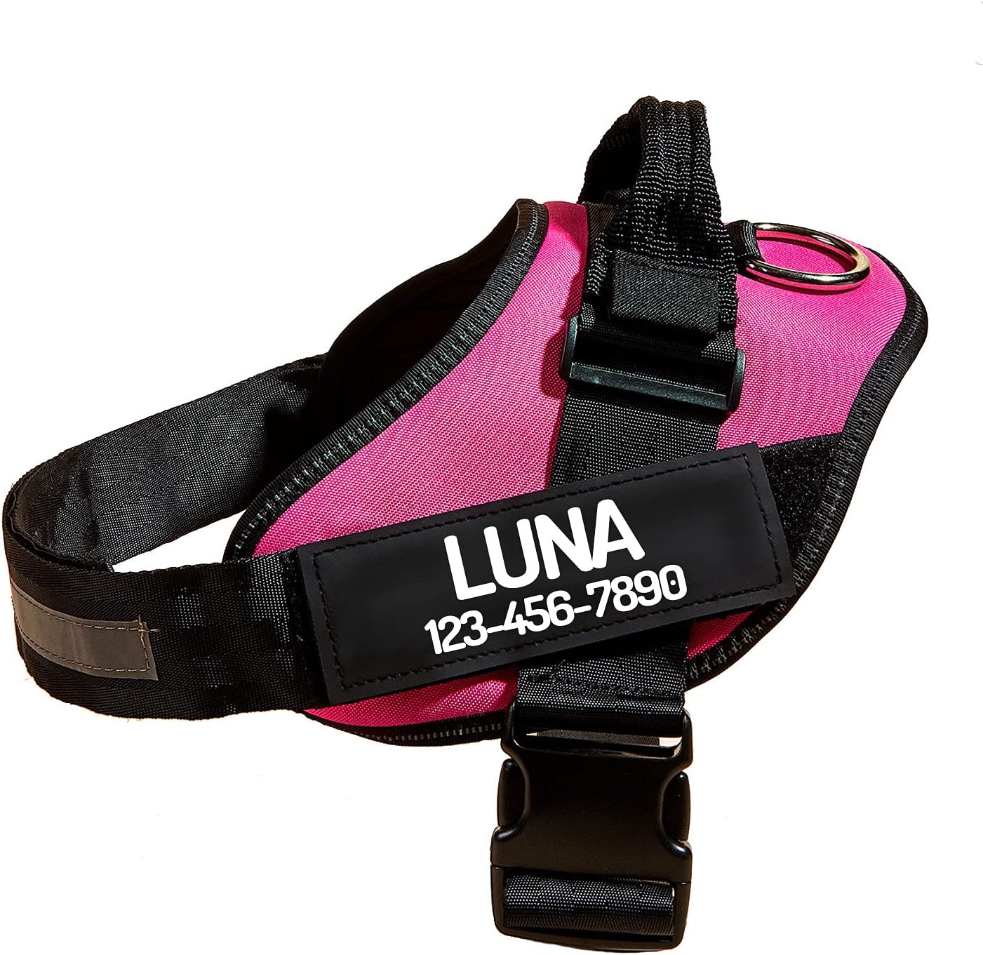 PawPawify Custom No Pull Dog Harness with Name and Phone Number, Heavy Duty Personalized Pet Vest to Prevent Tugging, Pulling, or Choking, Training and Walking (Pink, XXL (Chest 36-42in))