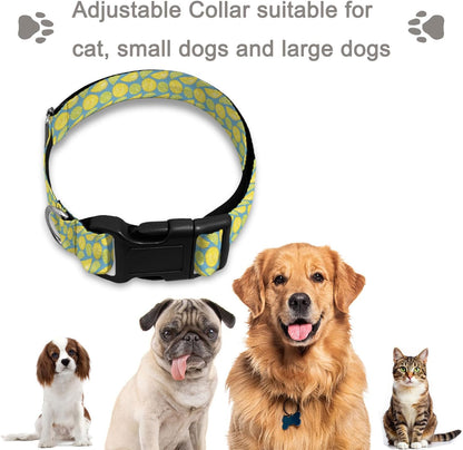 Yellow Green Lemon Slice Fruit Pet Collar Cat Dog Neck Strap Quick Release Buckle Adjustable Female Male Puppy Corgi