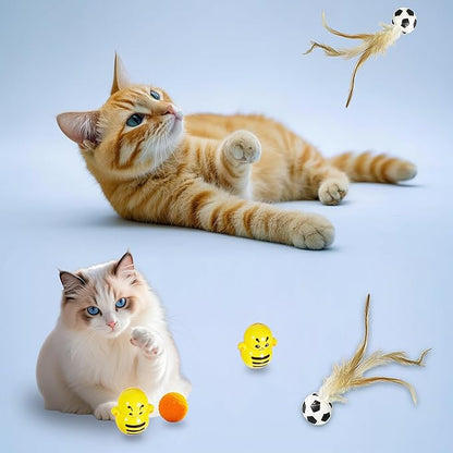 21-Piece Cat Toys Set, Interactive Tunnel, Balls, Mice, Feather Wands, Catnip Toys(Black Tunnel)