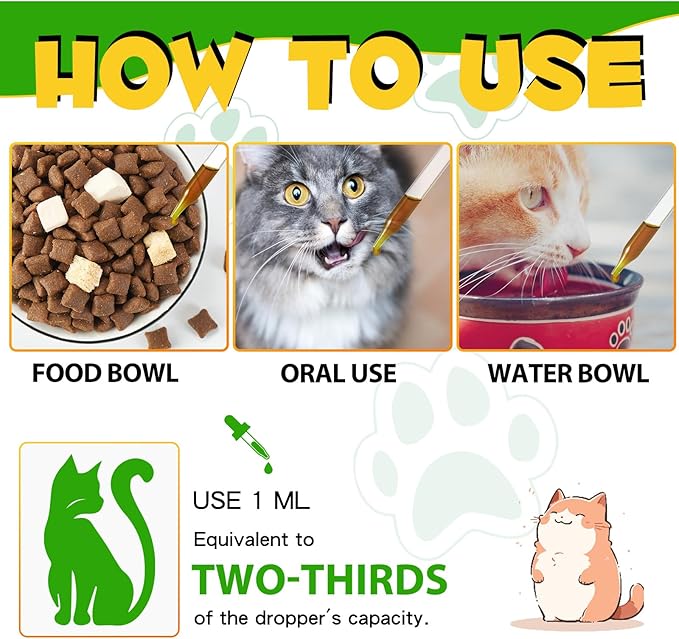 Cat Constipation Treatment, Cat Probiotic Supplements, Constipation Relief for Cats, Promotes Digestive Health, Improve Immunity, Vitamins for Cats with 6 Probiotics 60ml