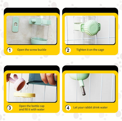 Hamster Water Dispenser,Small Animal Water Bottle Automatic Bottle Dispenser Large Capacity for Rabbits, Guinea Pigs, Hamsters, Ferrets, Chinchillas, Hedgehogs & Rodents (White, 550ML/18.6OZ)