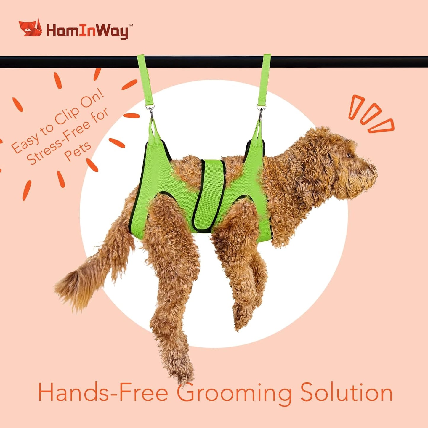 Haminway Pet Grooming Hammock – Large Dog Grooming Sling for Nail Trimming, Bathing & Ear/Eye Care – Green