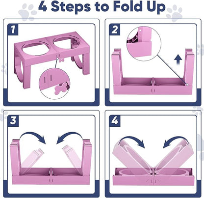 Elevated Dog Bowls Large Breed XIAZ Raised Dogs Bowl Stand Large/Medium Sized Dog 1L Food Water Bowl Stands 5 Heights Adjustable 9/11/12/15in Pink Pet Feeder Dish Station