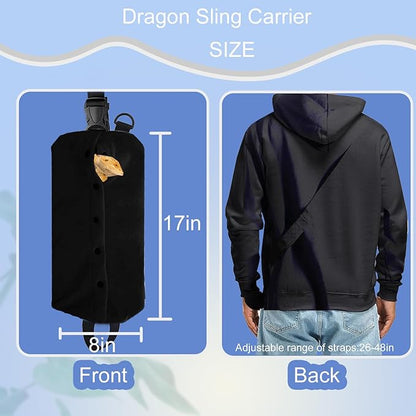 Black Bearded Dragon Carrier Set, Reptile Carrier Kit Includes Bearded Dragon Leash, Shark Costume, Bearded Dragon Harness Vest with Costume for Small Pets Travel