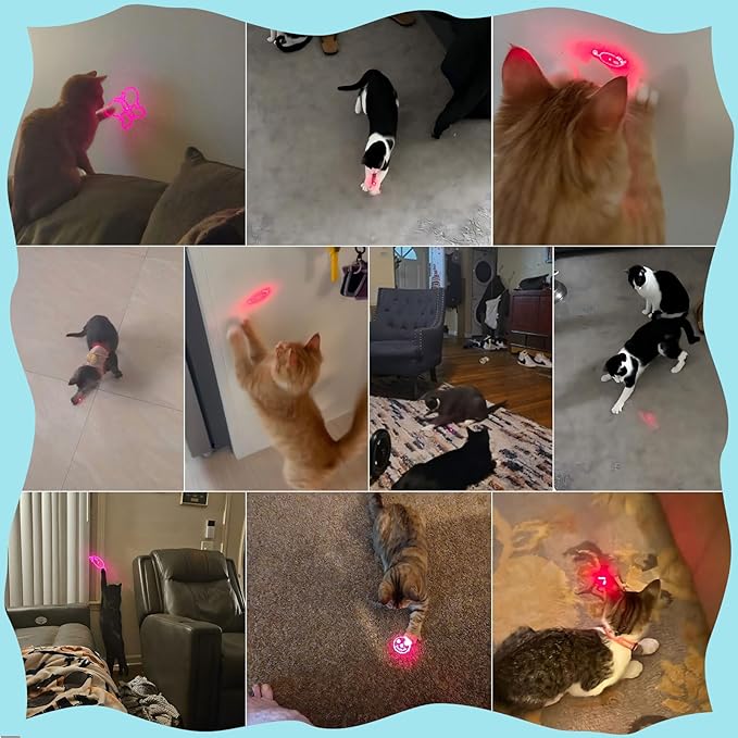 Cat Toy Pointer, 2 Pieces, USB Rechargeable with 7 Adjustable Patterns, Interactive Chase Toys for Indoor Cats & Dogs, Training & Exercise Fun (Black)