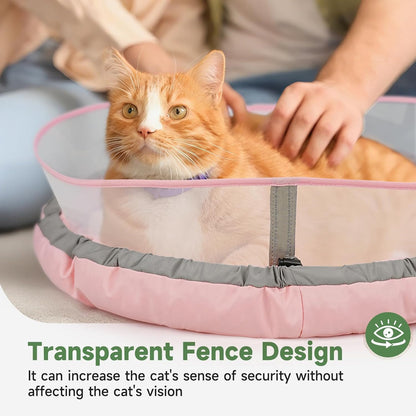 Cat Beds for Indoor Cats, Round Dog Bed for Small Dogs, Puppy, Kitten -Soft Plush Washable Cat Bed Calming with Protective Shield (Pink，18 Inches)