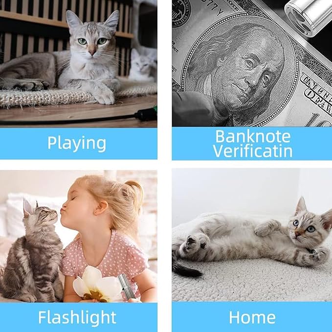 Laser Pointer Cat Toy 2 Pack – USB-Rechargeable, 5 Fun Patterns, UV & Infrared Modes, Safe Play for Cats,Interactive Multi-Use Pet Toys