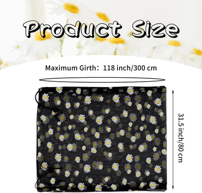 Daoeny Bird Cage Seed Catcher, Large Bird Cage Cover, Adjustable Soft Airy Nylon Mesh Net, Birdcage Cover Skirt Seed Guard for Parrot Parakeet Macaw African Round Square Cages (Black, Daisy Design)