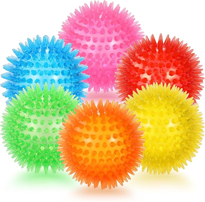 petizer 6 Pack 3.5” Squeaky Dog Toy Balls, Floating Pool Balls, Spiky Dog Balls, Durable Interactive Fetch Toys for Puppy, Dog Chew Toys for Teething (3.5", Medium/Large)