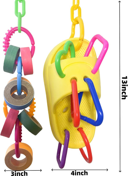 Bird Toys for Large & Medium Parrot Shredding Foraging Chewing Cardboard Bagles Hanging Toy 2PCS Bird Cage Accessories for Amazons Mini Macaws African Greys Cockatoos Eclectus Senegal Yellow