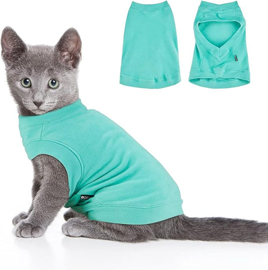 Soft Fleece Dog & Cat Sweatshirt - Warm Stretchy Hoodie for Small to Medium Dogs & Cats - Easy On Pullover for Cold Weather