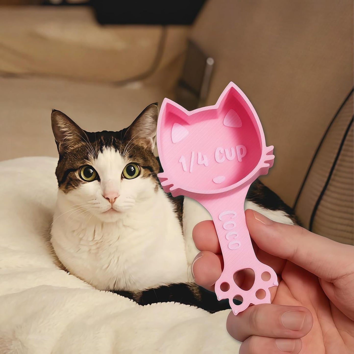 ubjva Personalized Cat Food Scoop Custom Cat Food Measuring Cup with Name Pet Accessories Gifts for Pet Lover