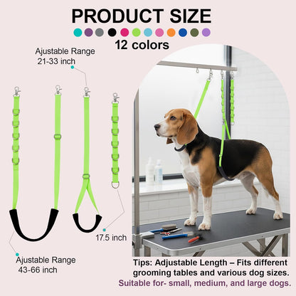 Dog Grooming Belly Straps Green Pet Grooming Supplies 3 Sets Professional Dogs Belly Band Pets Dogs Groomer Extension Strap Table Arm Loop Extender for Small Medium Large Breed (Green)