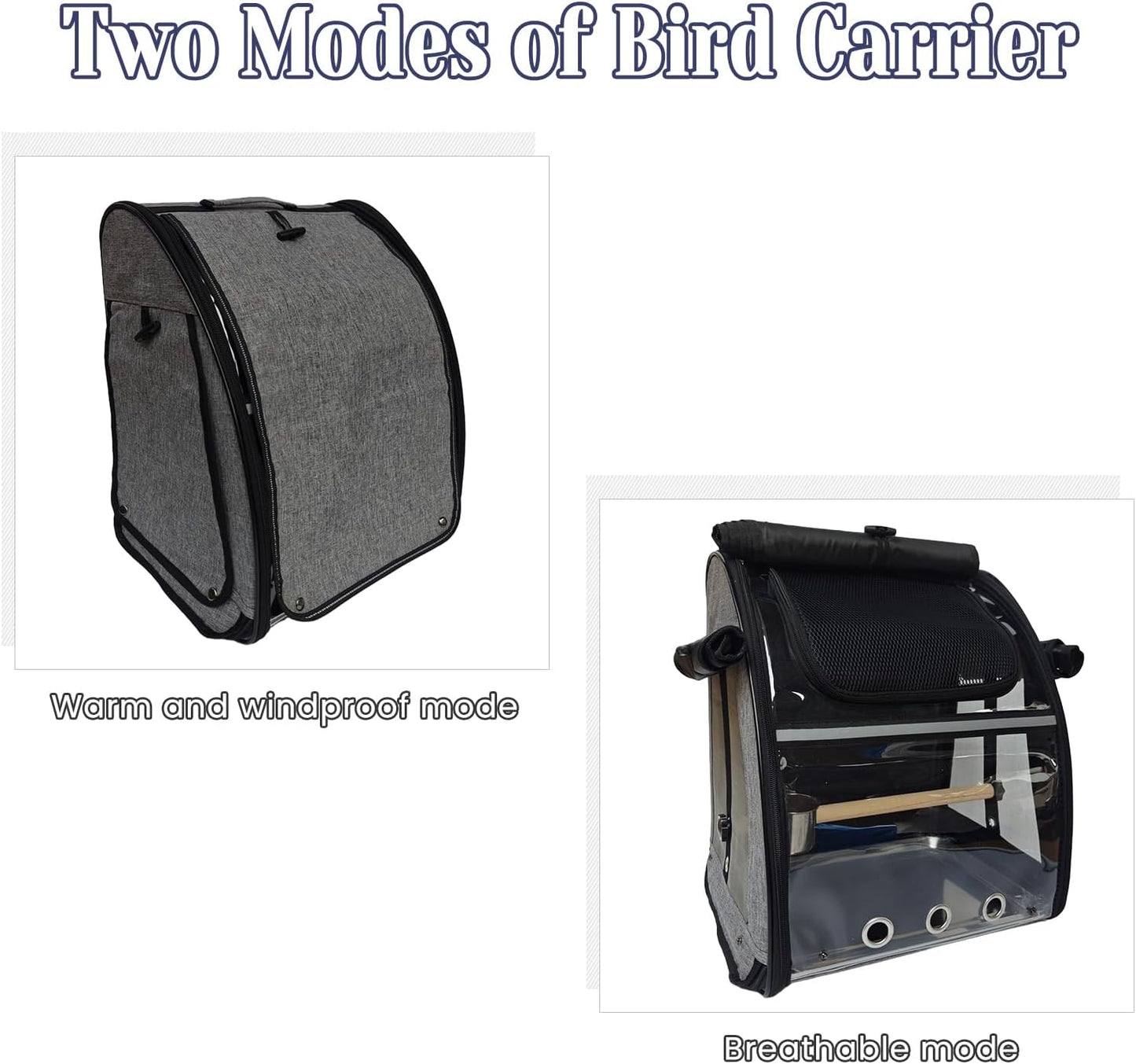 Portable Bird Carrier Backpack - Ideal Bird Travel Carrier for Parrot, Finch, Sparrow - Bird Backpack with Portable Cage