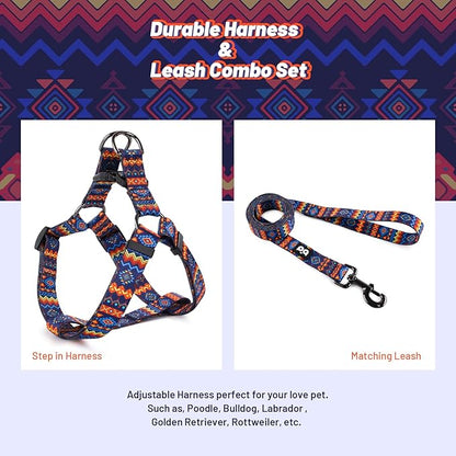 QQPETS Dog Harness Leash Set Adjustable Heavy Duty No Pull Halter Harnesses for Small Medium Large Breed Dogs Back Clip Anti-Twist Perfect for Walking