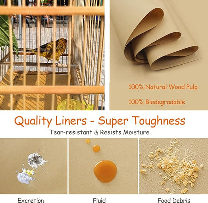 30-Pack Bird Cage Liners - 13.8x13.8 Inch Leak-Proof Disposable Tray Pads for Parrots, Parakeets, Cockatiels, Lovebirds | Easy-Clean Cage Bottom Paper | Customizable Size