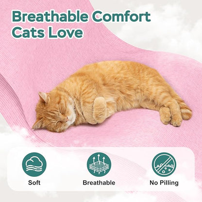 Self-Adhesive Cat Grooming Wrap, Cozy Cat Wrap for Cutting Nails, Breathable Anti-Scratch Cat Swaddle Bag for Brushing, Ear Cleaning, Dental Care, Medication, Injections,Pink L