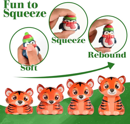 24PCS Party Favors for Kids, Animal Squishy Toys, Goodie Bag Pinata Fillers, Safari Wild Birthday Decorations, Treasure Chest Classroom Prizes,Easter Halloween Christmas Stocking Stuffers Gifts