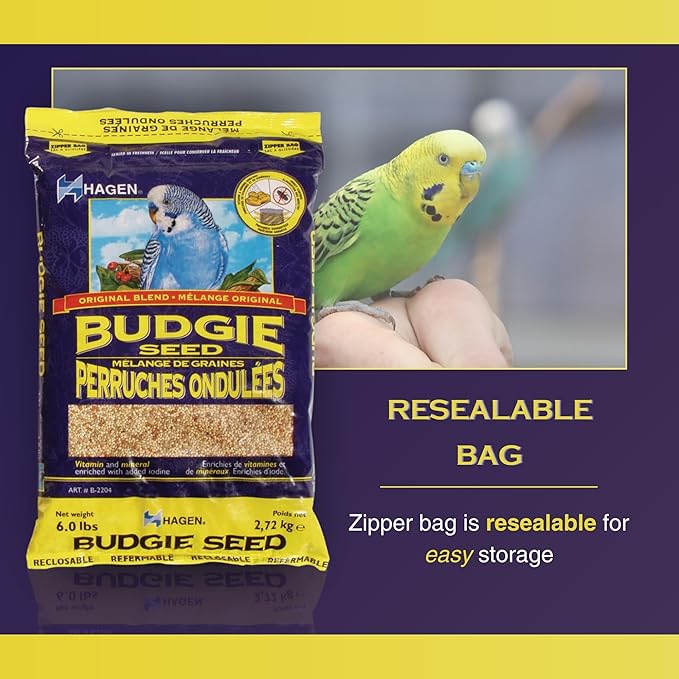 Hagen Parakeet/Budgie Staple VME Seed – Premium Blend, Nutritionally Balanced, Fortified with Vitamins & Minerals, Dust-Free Mix for Budgies, 25 lb Bag