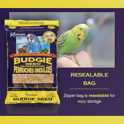 Hagen Parakeet/Budgie Staple VME Seed – Premium Blend, Nutritionally Balanced, Fortified with Vitamins & Minerals, Dust-Free Mix for Budgies, 25 lb Bag