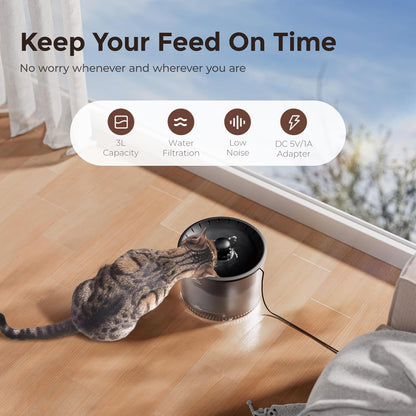 IMIPAW 5G WiFi Automatic Cat Feeder and Water Dispenser, Timed Dry Food Dispenser APP Remote Control, Programmable Portions, with Desiccant, Cat Fountains for Drinking with Filter, Small Pets (Combo)