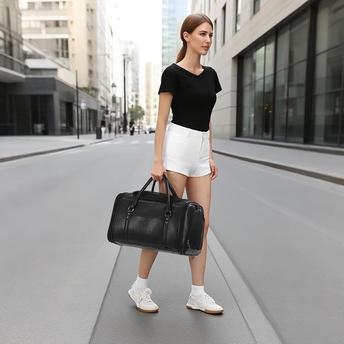 Stylish Leather Pet Carrier for Small Dogs and Cats Up to 15 lbs, Airline Approved Lightweight Travel Tote with Breathable Mesh and Shoulder Strap Black