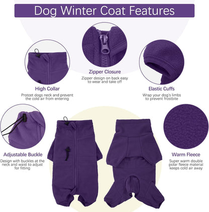 ROZKITCH Purple Dog Coat Pajamas, Pet Windproof Warm Cold Weather Jacket Vest Cozy Jumpsuit Apparel Outfit Clothes for Small Medium Large Dog Walking Sleep Purple 3XL