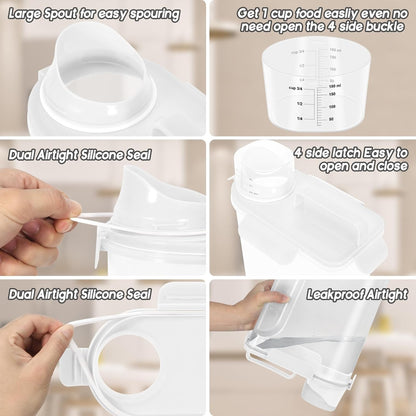 Cat Dog Food Storage Container,Pet food Container with Locking Lids Food Storage bin PBA-Free,For Pet food,Rice,cereals Storag (White)
