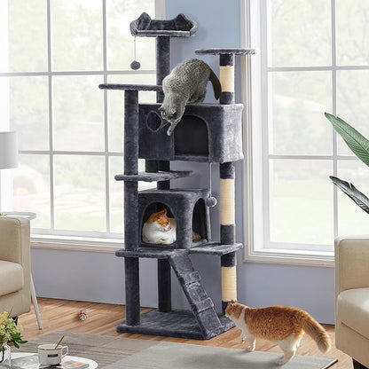 Yaheetech 70in Multi-Level Cat Tree Tall Cat Tower Cat Furniture with Condo, Scratching Posts & Dangling Ball for Indoor Cats Activity Center, Dark Gray