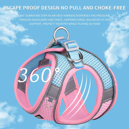 AIITLE Escape Proof Dog Harness - Step in Adjustable Dog Harness No Choke Over with Breathable Mesh and Quick-Release Buckle for Summer- Outdoor Walking, Camping, Training for Medium Dogs Pink XL