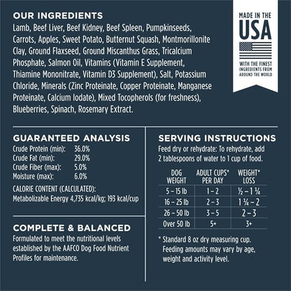 Instinct Freeze Dried Raw Meals, Natural Dry Dog Food, Grain Free - Grass Fed Lamb, 24 oz. Bag